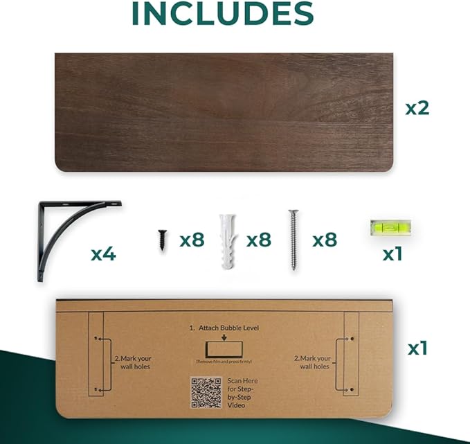 Willowy Reinforced Steel Bracket Dark Brown Shelf - Easy to Install, Template and Video Included - Brown Bathroom Shelves, Bedroom Wall Decor, Bathroom Shelf Over Toilet