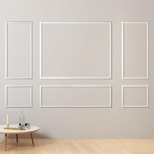 6-Frame Premade Accent Wall Molding Kit, Ready-to-Assemble Wainscoting Panels, Pre-Cut Chair Rail Moulding Trim for Home Décor