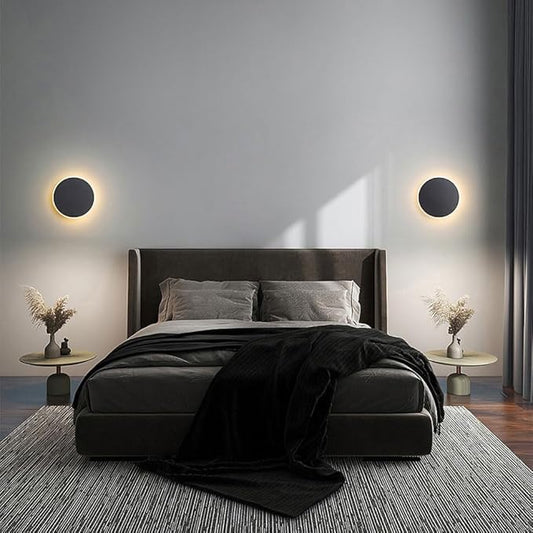 Wall Sconces Modern Light Fixture White/Black Round Disc Wall Sconce Indoor Decorative Wall Light Creative Minimalist Lighting for Living Room Stairs Bedroom Aisle Bathroom Bedsid