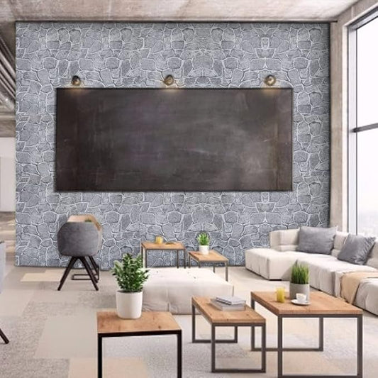 Okydoky Grey Stone Peel and Stick Wallpaper, 17.7" x 236", Removable Film Textured Wallpaper Self-Adhesive, Home Decor for Room Kitchen Wall Cabinet Vinyl Roll NO.101-6