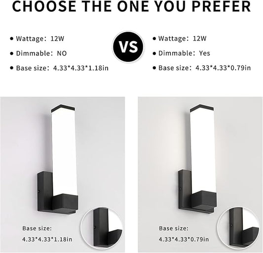Dimmable Wall Lights for Bedroom Modern Black Indoor LED Hallway Sconces Corner Light 12" Inch Height 12W 4000K Bedside Stair Sconces Wall Lighting Lamps 110V AC.
