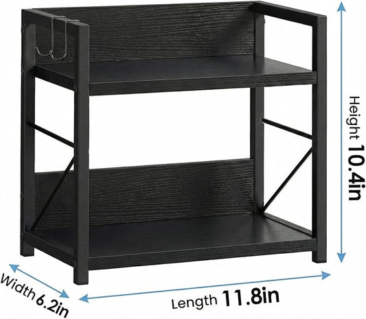 2 Tier Kitchen Counter Shelf Organizer, Coffee Bar Station Organizer, Space Saving Spice Rack, Countertop Shelf for Home Countertop Kitchen Office (Black)