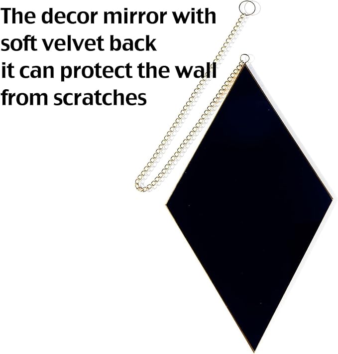 yshengood Diamond Wall Mirror Set of 6 Pcs, Gold Wall Decor Mirrors Small Glass Decor Wall Mirrors for Living Room and Bedroom Decoration
