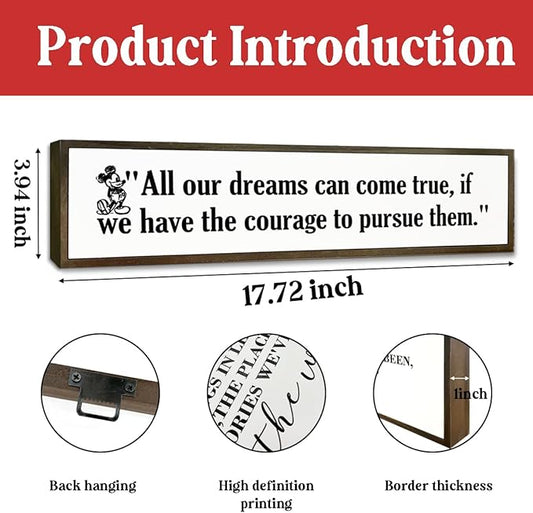 WKYAER Inspirational Wall Decor, Decorative Wooden Box Signs, Rustic Hanging Wood Sign Decor, Tabletop Decoration for Home Office, Bedroom Wall Art, All Our Dreams Can Come True Sign