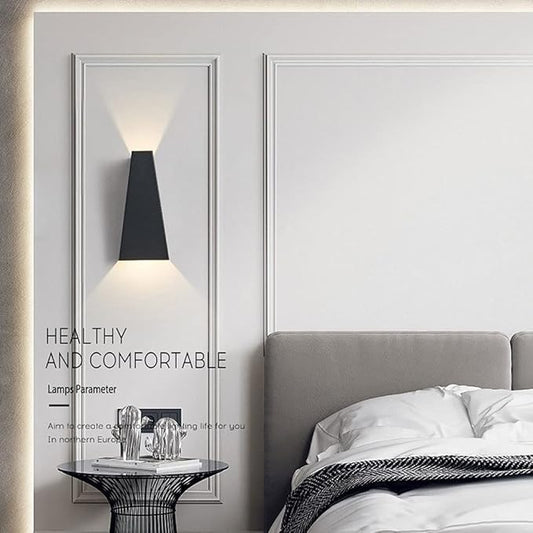 Modern Wall Light LED Sconce Up Down Metal Wall Spot Lamp, Indoor Lighting Fixtures Bedside Night Lamps for Living Room Bedroom Hallway Home Decorative Wall Wash Lights (Color : Black-6000K)