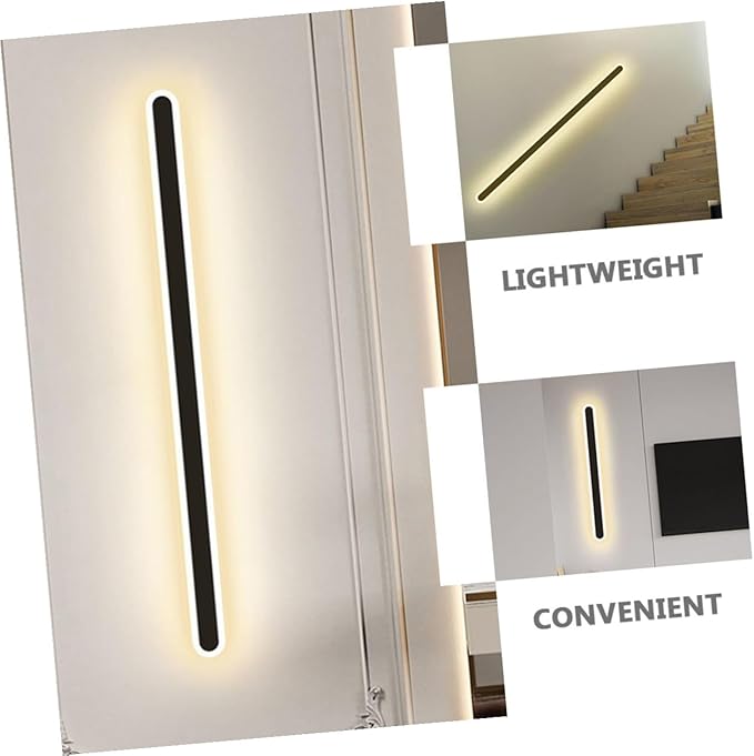 Vaguelly Minimalist LED Wall Lamp Black Frame Warm Light Modern Bedroom Backdrop Wall Light for Living Stairway Compact Indoor Sconce with Cozy Illumination and Easy Installation