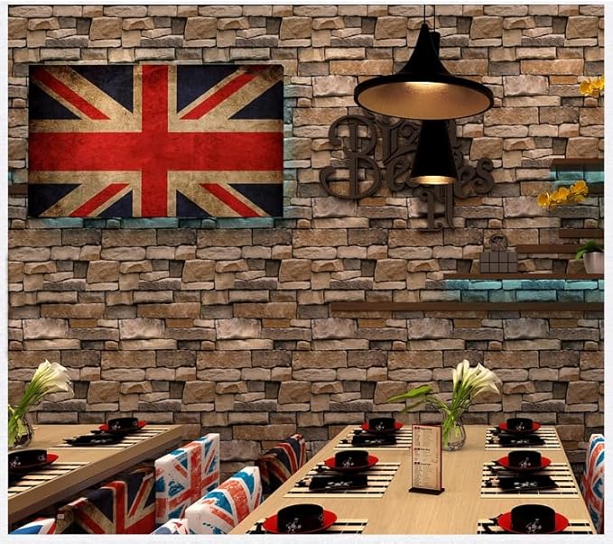 Rock Peel and Stick Wallpaper - Self-Adhesive & Removable Wallpaper Stone Decorations Contact Paper 17.7"x393" 3D Stone Textured Vinyl for Backsplash, Countertop Wall, Easy to Clean, Brick Wall paper