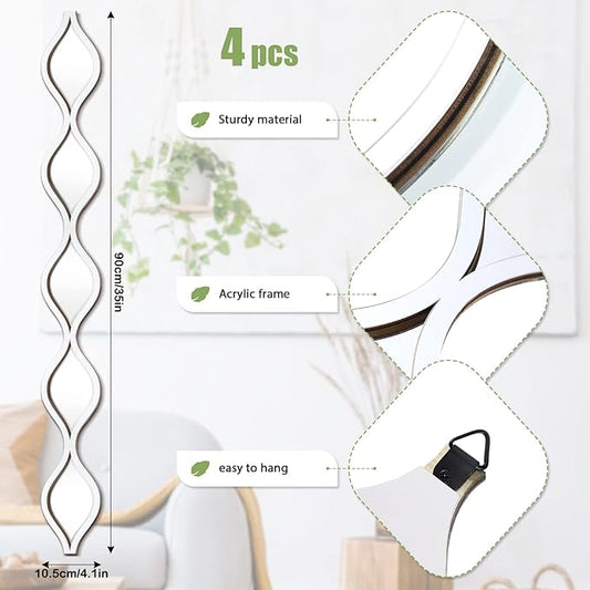 Qunclay Teardrop Mirror Wall Art Decorative Mirror Wall Decor Long Narrow Art for Apartment Living Room Bathroom Bedroom Entryway