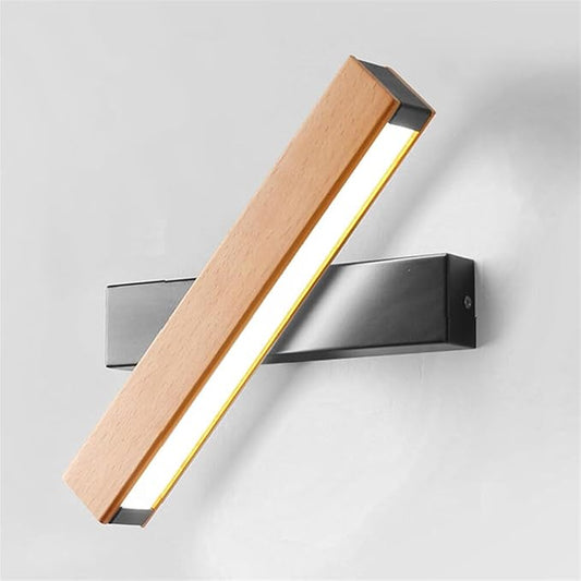 Modern Indoor LED Wall Sconce Wooden Minimalist Interior Small Wall Lights 1 Pack Hardwired 360° Rotatable Wall Mount Light for Living Room Bedroom Hallway Corridor(Neutral Light,Large)