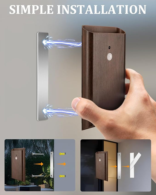 Motion Sensor Wireless Wall Sconce 2Pcs - Rechargeable Magnetic No-Drill, 3 Color Temp Dimmable Wireless Wall Light with Remote&Timer, Step Lights Indoor for Stair Bedroom Closet Hallway, Wood