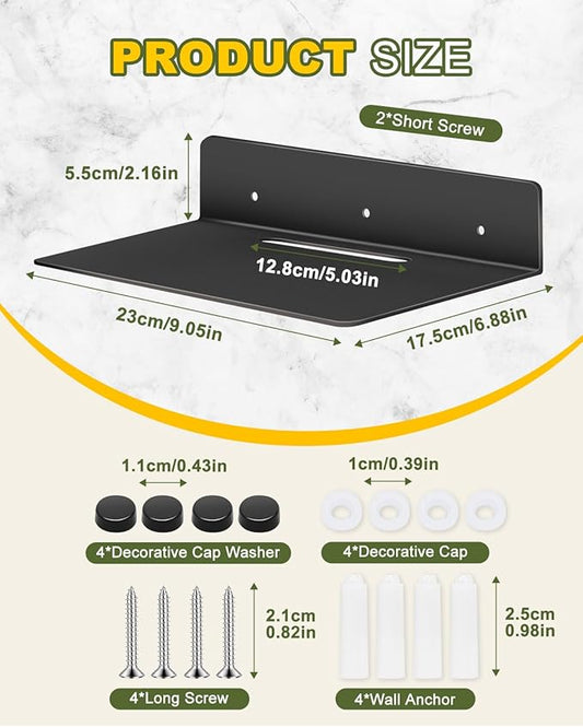 eZAKKA Black Metal Shelf, Metal Floating Shelves, 9" Heavy Duty Industrial Modern Steel Linear Wall Shelf Display Shelves for Decorative for Modern Farmhouse Living Room, 2 Pack, Black