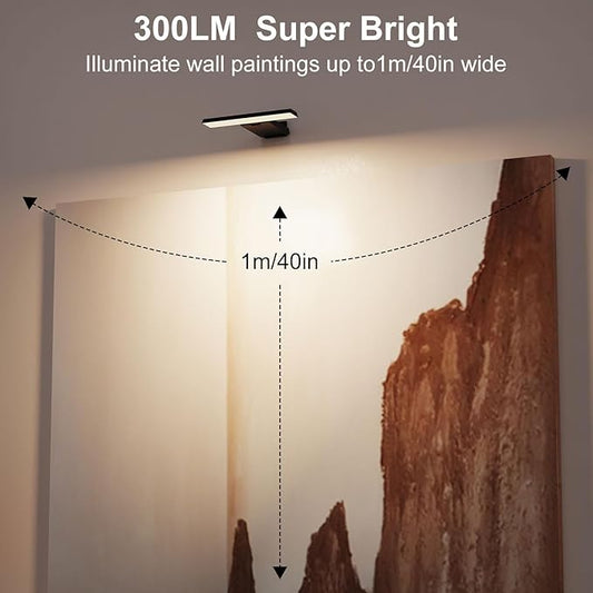 Koopala LED Picture Lights with 6000mAH Rechargeable Battery Powered, CRI≥95 Cordless Over Painting Wall Mounted Lamps with 5 Brightness,3 Color Temp, Dimmable Display Lights for Art Photo Dartboard