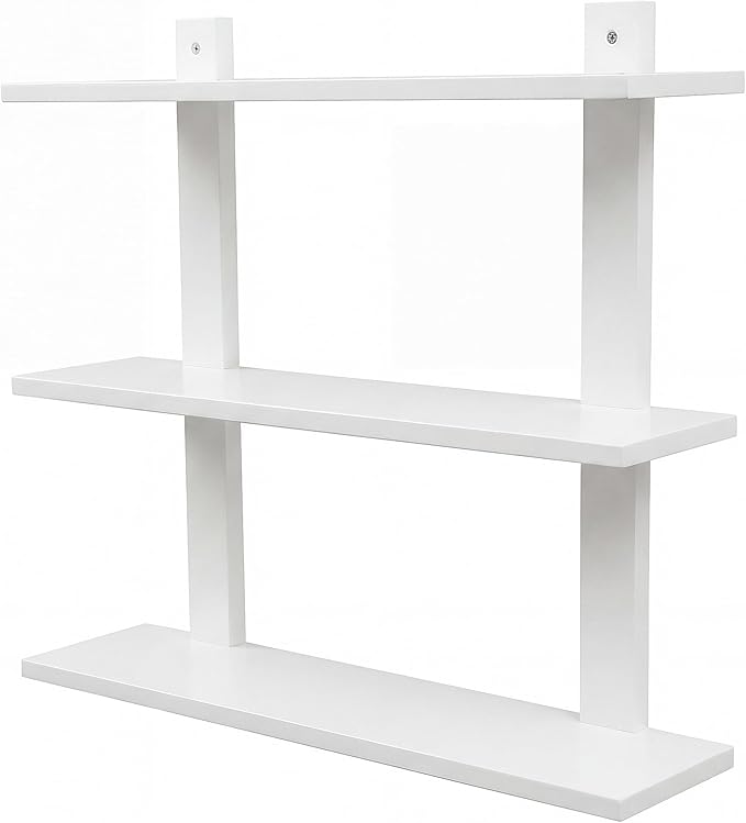 PHOENANCEE 3 Tier Floating Shelves,Long Wall Shelf,Over The Toilet Shelves Bathroom Hanging Display Storage Rustic for Living Room Bedroom Kitchen Office Coffee Bar Decor Decorative,24 Inch
