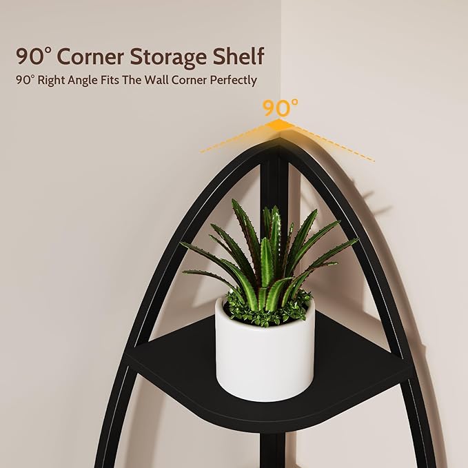 Artistic Fish-Inspired Corner Shelf with LED Lights, 6-Tier Tall Corner Bookshelf with Multi-Depth Display, Space-Saving Storage Unit with Remote Control for Bedroom & Living Room