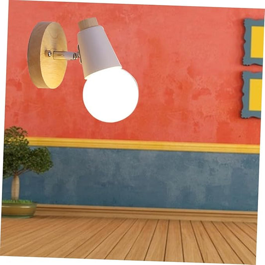 Minimalist Modern Solid Wood Wall Sconce Socket White Wall Light Fixture for Living Bedroom Dining Study Bathroom Decor