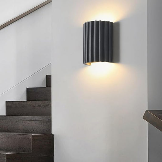 LightInTheBox Modern LED Wall Sconce Minimalist Resin Wall Light Nordic Style Half-Cylinder Tree Root Desgin Up and Down Light for Stairs Hallway Bedroom (Grey)