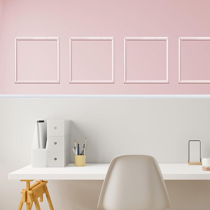 3 Frames 24x24 inches Pre-Cut Wall Moulding Wainscoting Panels, Ready-to-Assemble Decorative Wall Molding & Trim, Premade Picture Frame Molding and Accent Wall Decor