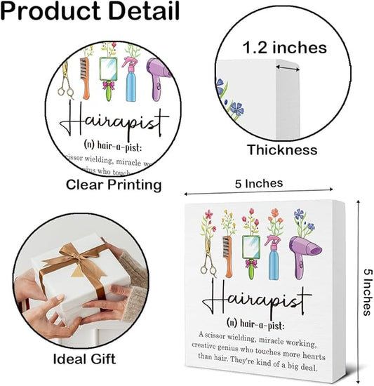 Hairstylist Gifts for Women - Hair Salon Decor - Hairdresser Gifts Wooden Sign Home Hair Salon Barbershop Desk Table Shelf Wall Decor - 5 x 5 Inches