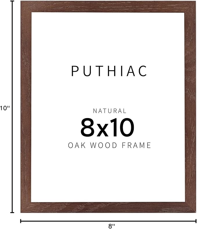 puthiac Walnut Wood Picture Frame, 8x10 inches, 1 Pack, Natural Solid Wooden Frame for Wall Art Photo and Prints