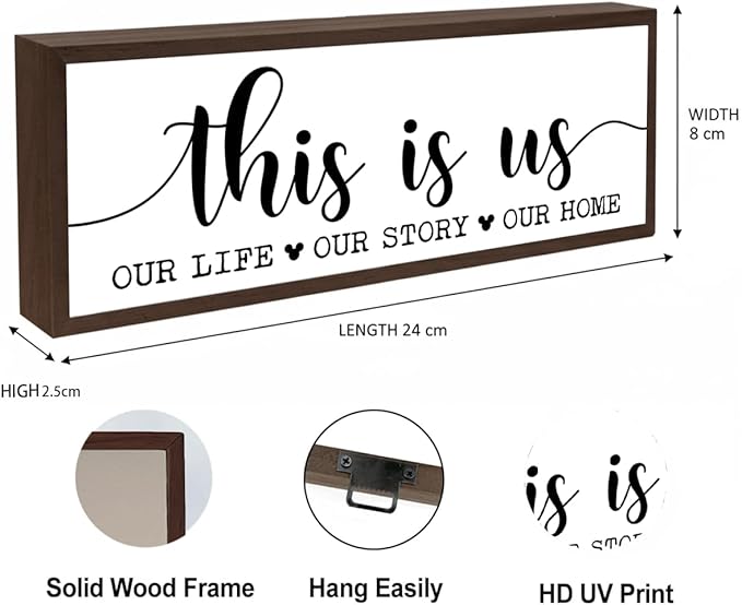 This is Us Sign, Our Story Our Home Sign, Rustic Framed Wooden Box Signs, Modern Farmhouse Home Decor, Living Room Decors, Kitchen Decor Art, Shelf Counter Tabletop Decoration, Housewarming Decors
