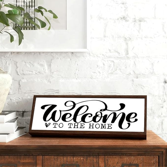 Welcome Home Decor, Rustic Framed Home Sign, Modern Farmhouse Wall Decoration, Living Room Decors, Front Door Signs for Porch Entryway Decor, Shelf Table Decors, Solid Wood Frame