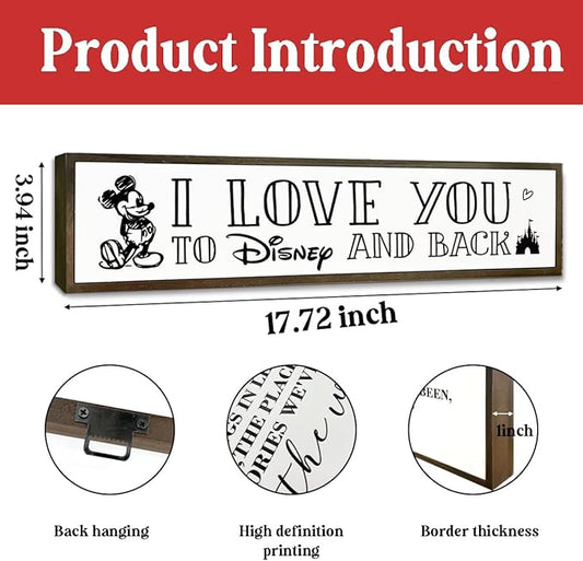 Love Sign Decor, Decorative Signs and Plaques, Wooden Box Signs for Home Decor, Master Bedroom Decors, Farmhouse Wall Decoration, Desk Decors Art, I Love You to Disney and Back Sign