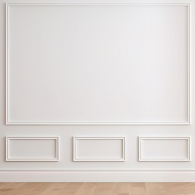 3 Set Accent Wall Molding Kit Peel and Stick Wainscoting Panels Board and Batten Wall Panel Kit White Pre Cut Chair Rail Moulding for Walls Picture Frame