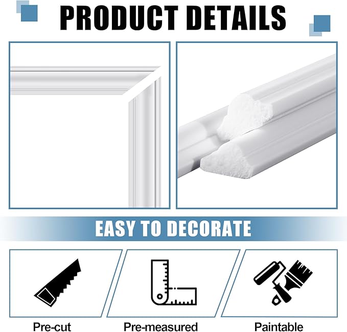 Pangda Peel and Stick Wall Molding Kit, 3D Premade Accent Molding Wainscoting Panel for Interior Wall Moulding Decor, Ready to Assemble Wainscoting Accent Panel(3 Set,24x96 in+48x96 in+ 24x96 in)