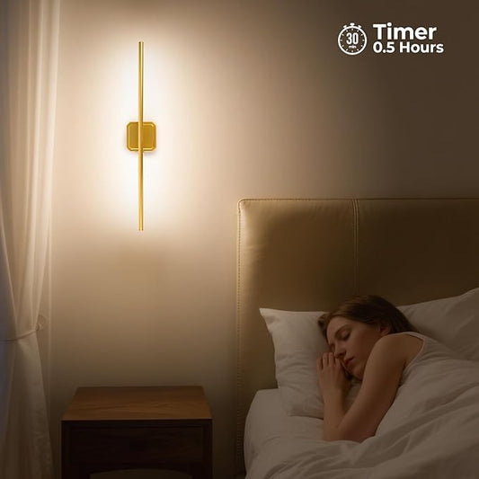 Battery Operated Wall Sconce Detachable 360°Rotate, Wireless Wall Lamp 3000-6500K Dimmable, 10000mAh Rechargeable Wall Light for Bedroom, Living Room,28.3" Black Gold 4 Pack