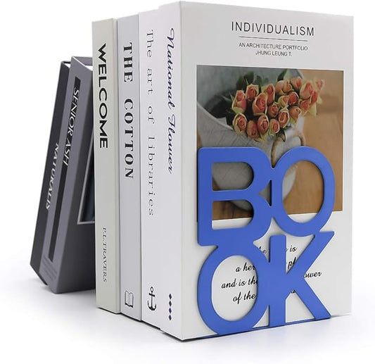 Book Ends - Decorative Metal Book Ends Supports for Bookrack Desk,Books, Unique Appearance Design,Heavy Duty