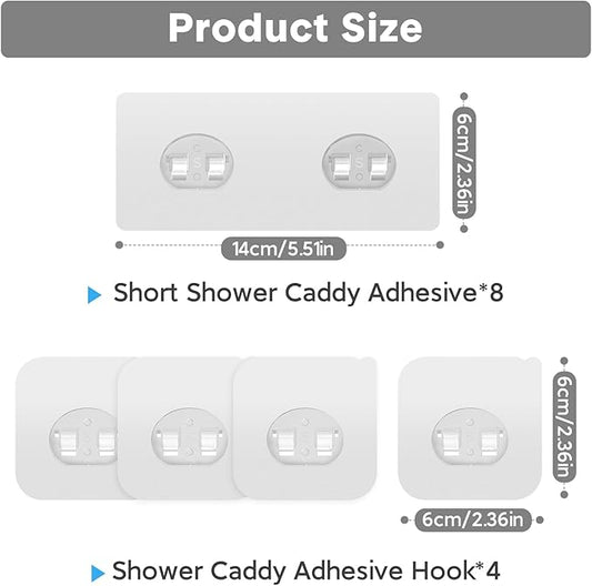 Lsnisni 12 Pack Adhesive Replacement, Strong Adhesive Hooks, Waterproof Adhesive Strips, No Drilling, for Bathroom Storage Shelves and Kitchen Racks