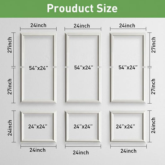 Peel and Stick Wall Molding, 6 Frame Pre-Cut Wainscoting Panels, Upgraded 1.37" Width, Ready-to-Assemble Molding Trim Decor for Living Room Bedroom Hallway Kitchen Island