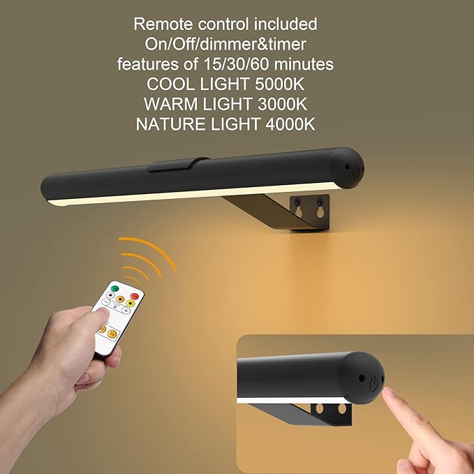Picture Light 2pack 13inch with Remote Control,Rechargeable Battery Painting Light for Art Display,Led Accent Art Light for Wall Gallery Pictures Painting Dartboard Full Metal Dimmable