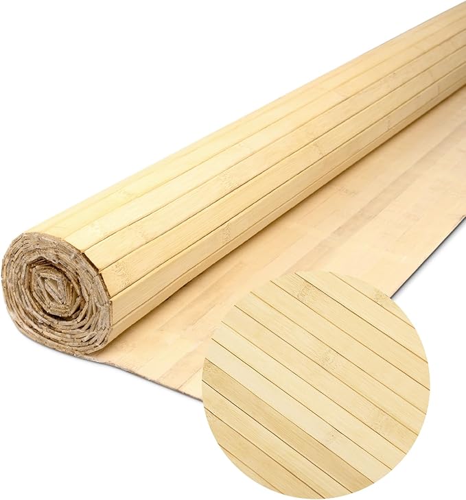 Natural Bamboo Wall Panel for Interior Wall Decor, Renewable Pole Wrap Wainscoting Paneling for Wall Ceiling Furniture Cabinet Office, 48 x 96 Inch, Raw
