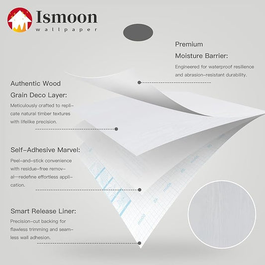 17.7" X236"White Wood Wallpaper Thicken Wood Contact Paper Wood White White Peel and Stick Wallpaper Wallpaper White Wood Vintage Paper Self Adhesive Wall Paper Wood Grain Contact Paper Film Roll