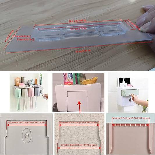 6 PCS Wall Mounted Replacement Sticky Pads for Kitchen Bathroom Shower Caddy Organizer Rack Holder Nail Free Adhesive Hooks (Rectangle 10.4 * 2.5 cm)