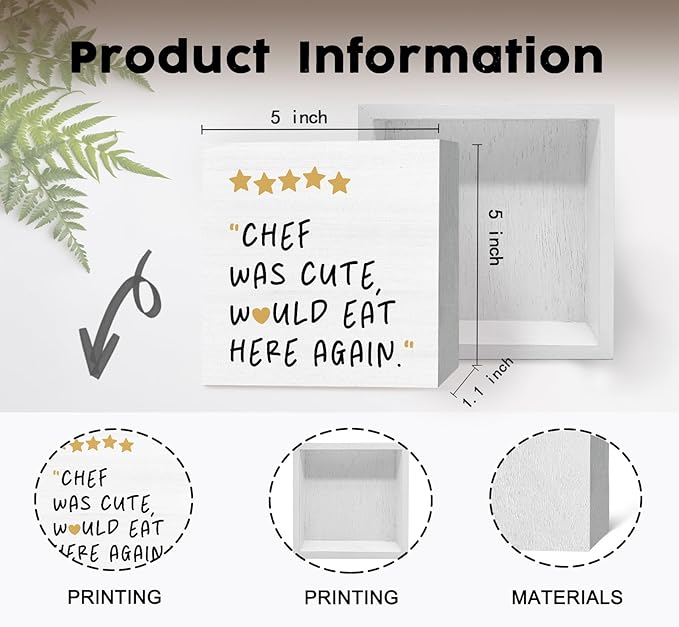Chef Was Cute Would Eat Here Again Sign, Chef Kitchen Decor Sign, Cute Chef Kitchen Decor Wood Sign Home Decor for Girly Dining Room Restaurant