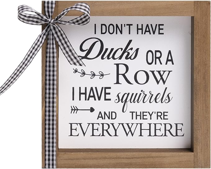 6 Inch Funny Office Decor, Wooden I Do Not Have Ducks I Have Squirrels Sign, Rustic Desk Decorations for Women Office Cubicle Accessories Table Shelf Bathroom Farmhouse Home Decor