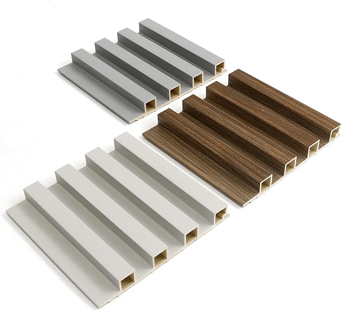 3 Packs Sample 6 x 5.9in Slat Wood Wall Paneling for Interior Wall Decoration, Accent 3D Wall Panels for Living Room, Bedroom, WPC Wainscoting Panels