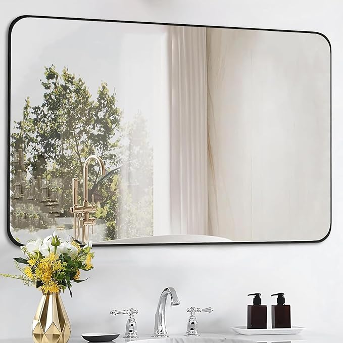 Tanmicoshomy Black Framed Bathroom Wall Mirror, 20x30 Inch Rectangular Mirrors with Tempered Glass for Bedroom,Living Room or Entryway