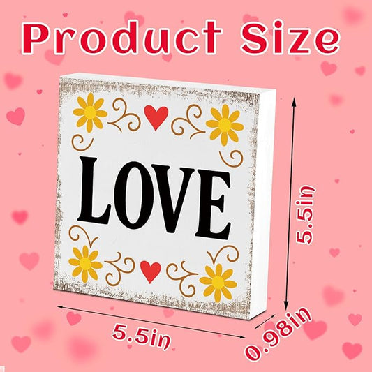 Valentines Desk Decor, Valentine's Day Home Office Table Sign for Wife Daughter from Dad Husband, Valentine Gifts Decorations for Porch Tiered Tray Shelf Party Wedding