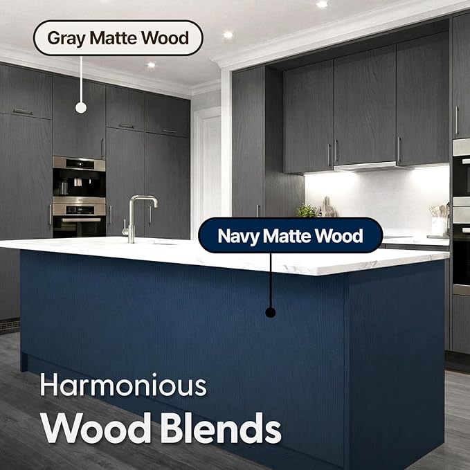 Peel and Stick Navy Blue Wood Contact Paper 17.3" x 118" Thick Waterproof Vinyl Wallpaper Roll Self Adhesive Modern Matte Wood Grain Decor Removable Film for Kitchen Countertops Cabinets