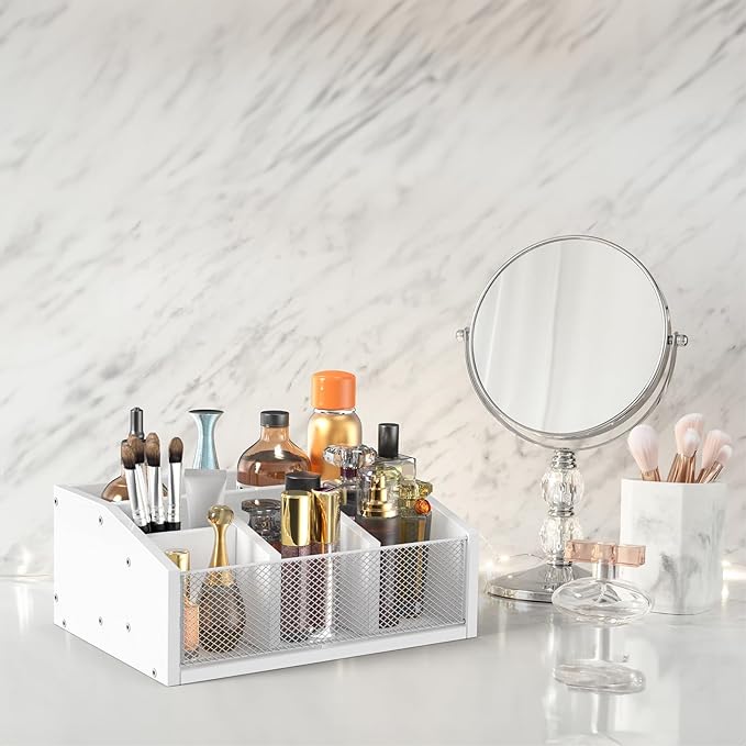 Coffee Station Organizer, Tea Condiment Organizer, Wood Pods Holder Storage Basket, White Coffee Bar Accessories