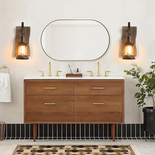 Vintage Industrial Wall Sconce, Rustic Light Fixtures Wood Metal Farmhouse Indoor Black Wall Sconce Fixture for Dining Room, Hallway, Hotel, bar, Porch Corridor Decorate
