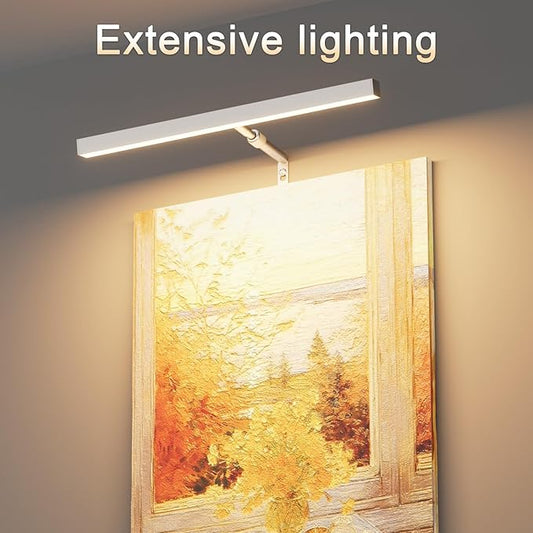 Plug in Picture Lights for Wall, 16 inch Dimmable LED Art Light with Remote, 3 Colour Temperature Gallery Painting Wall Light for Picture Display Dartboard Art Work (Nickel)