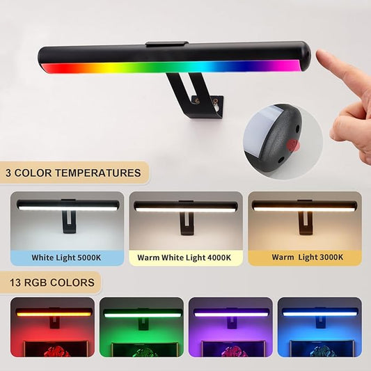 Picture Light, Battery Operated Picture Light with Remote, Rechargeable Picture Frame Light, 32 LED, 16 Color Changing, Art Light for Paintings for Display, Picture-Black