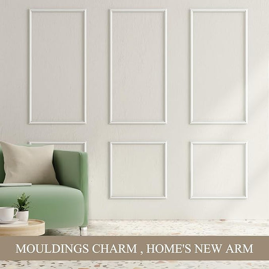 3 Sets Peel and Stick Wall Molding Kit, Premade Wainscoting Panels for Interior Wall Moulding Decor, Ready to Assemble Wainscoting Accent Panel (54 x 24In, 24 x 24In)