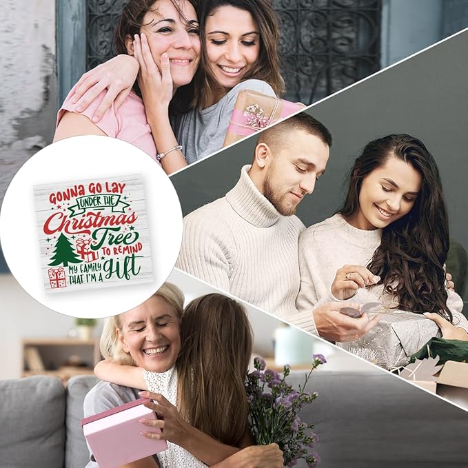 Christmas Decor Christmas Sign Decorations for Home Gonna Go Lay Under The Xmas Sign for Home Office Desk Table Cubicle Shelf Xmas Desk Accessories 5 x 5 inch