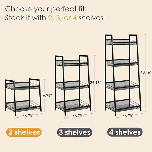 Masupu 2 Tier Bathroom Shelf, Bathroom Organizer and Storage for Small Space, Free-Standing Metal Rack Shelves Waterproof for Kitchen, Bathroom, Laundry, Toilet, Black