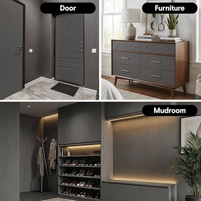 Gray Wood Grain Contact Paper, 17.3" x 118" Removable Peel and Stick Self Adhesive Matte Vinyl Wallpaper, Waterproof Decorative Film for Kitchen Cabinets Countertops
